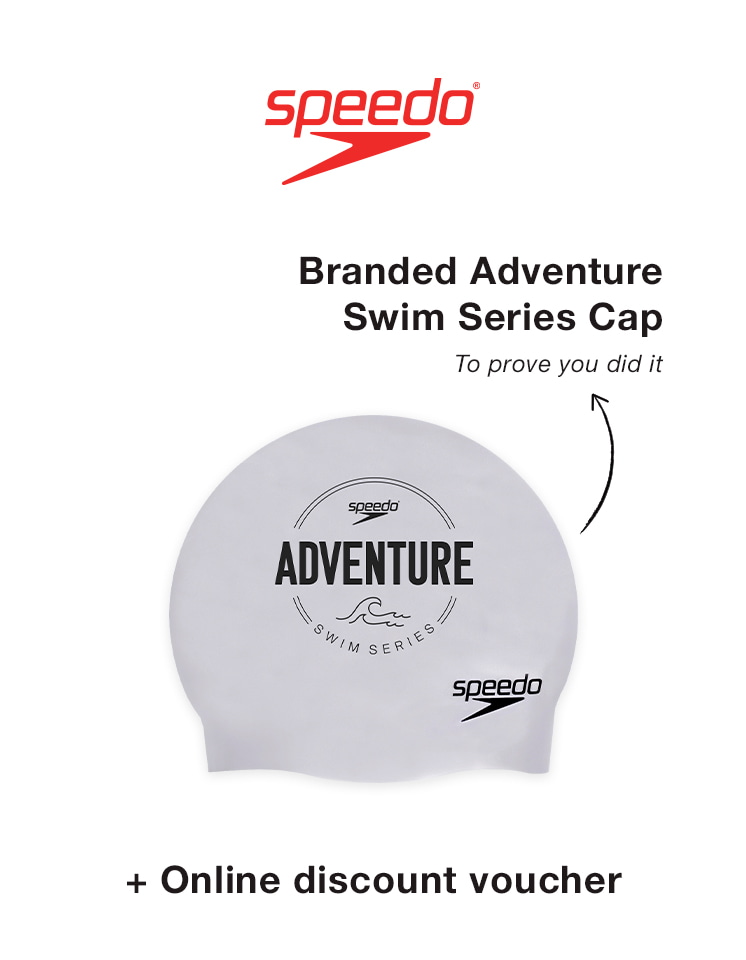 Branded Adventure swim series Speedo swimming cap prize